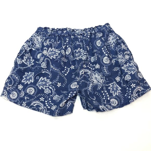 Johnny Was Workshop Linen Embroidered Paperbag Shorts XS Blue Walking Boho W8072 - Picture 7 of 11